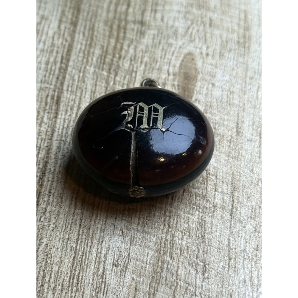 Antique Pocket Compass Pendant Charm Monogrammed "M" –‎ Cracked Case - As Is - Picture 4 of 7